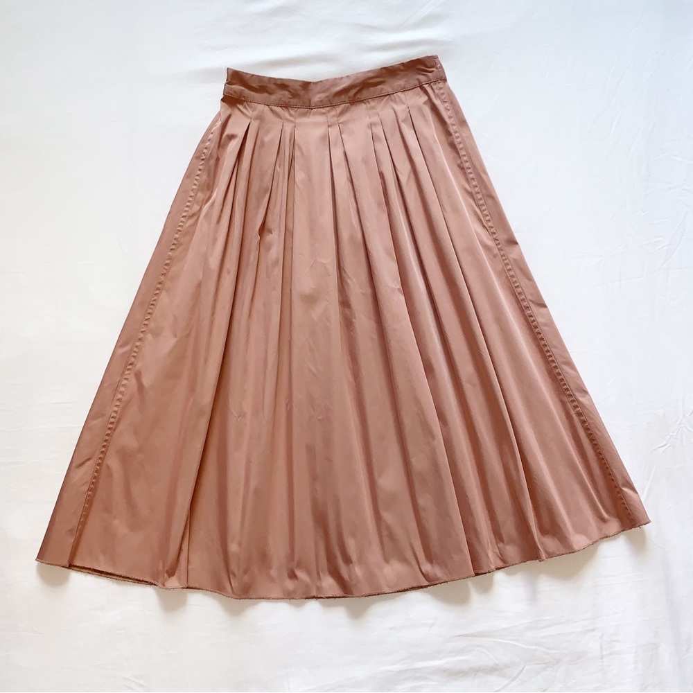 Reversible Pink and Brown A-line Midi Skirt